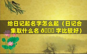 给日记起名字怎么起（日记合集取什么名 🐋 字比较好）